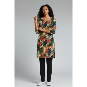 Attitudes by Renee Womens Tunic and leggings Size XS Black Floral Set 2-Pieces